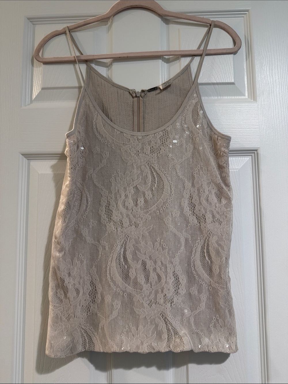 Chan Luu Beige Lace Sequin Camisole